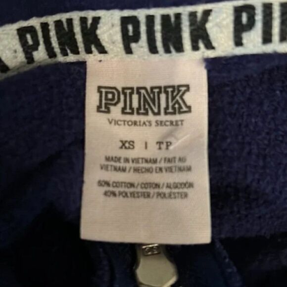 VS PINK Quarter Zip Women’s Purplish/Blue w/ Neon PINK Logo SZ XS - Picture 6 of 6